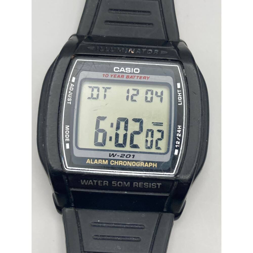 Casio Illuminator W-201 Men's Multifunction Watch 36mm - Fresh Battery Alarm WR